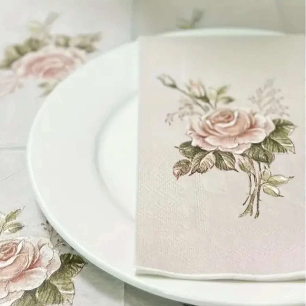 Vintage Rose Guest Towel Paper Napkins, 20 ct